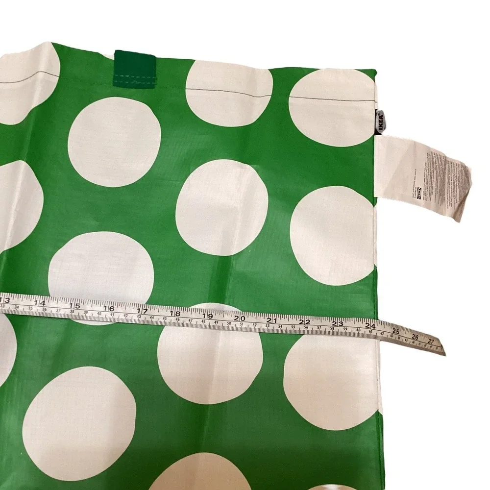 IKEA SÄCKKÄRRA Green White Polka Dot Shopping Grocery Tote Bag 10 gallon